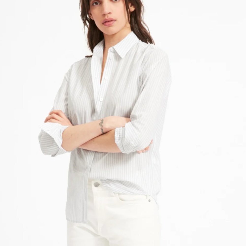Everlane Relaxed Soft Cotton Shirt - Grey Stripe